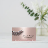 Carte De Visite Maquillage Artiste Lashes Rose Parties scintillant (Debout devant)