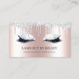 Carte De Visite Maquillage Artiste Lashes Rose + Platine Parties s