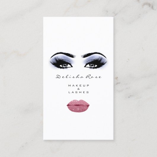 Carte De Visite Maquillage Artiste Lashes Smoy Blue Rose Lèvres Ki (Devant)