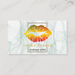 Carte De Visite Maquillage artiste lèvres d'or salon marbre esthét