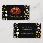 Carte De Visite Maquillage Artiste Lèvres Parties scintillant Roug (Devant / Derrière)