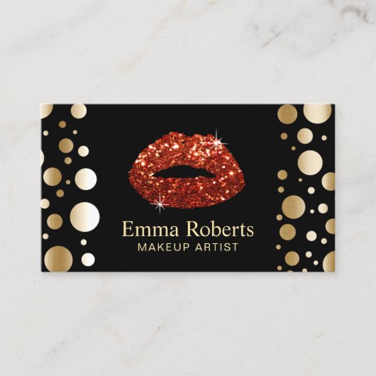 Carte De Visite Maquillage Artiste Lèvres Parties scintillant Roug (Devant)