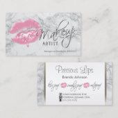 Carte De Visite Maquillage Artiste Lèvres roses et marbre gris (Devant / Derrière)