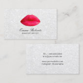 Carte De Visite Maquillage Artiste Lèvres rouges Élégante Parties  (Devant / Derrière)