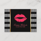 Carte De Visite Maquillage Artiste Lèvres rouges Moderne Bandes Ar (Devant)