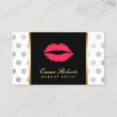 Carte De Visite Maquillage Artiste Lèvres rouges Modernes Points A (Devant)