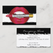 Carte De Visite Maquillage Artiste Lèvres rouges Tordu papier look (Devant / Derrière)