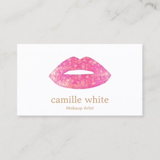 Carte De Visite Maquillage Artiste Lèvres Séquence Rose (Devant)