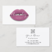 Carte De Visite Maquillage Artiste Lèvres violettes blanches Logo (Devant / Derrière)