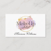 Carte De Visite maquillage artiste logo or rose, code qr 3 photos (Devant)