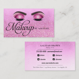 Carte De Visite Maquillage Artiste Luxe Glam Beauté Salon Hot Pink