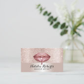 Carte De Visite Maquillage Artiste Luxe Lèvres à goutte Blush Rose (Debout devant)