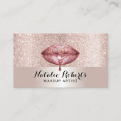 Carte De Visite Maquillage Artiste Luxe Lèvres à goutte Blush Rose (Devant)
