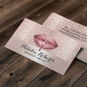 Carte De Visite Maquillage Artiste Luxe Lèvres à goutte Blush Rose