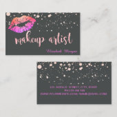 Carte De Visite Maquillage Artiste Moderne Glittery Lips Points (Devant / Derrière)