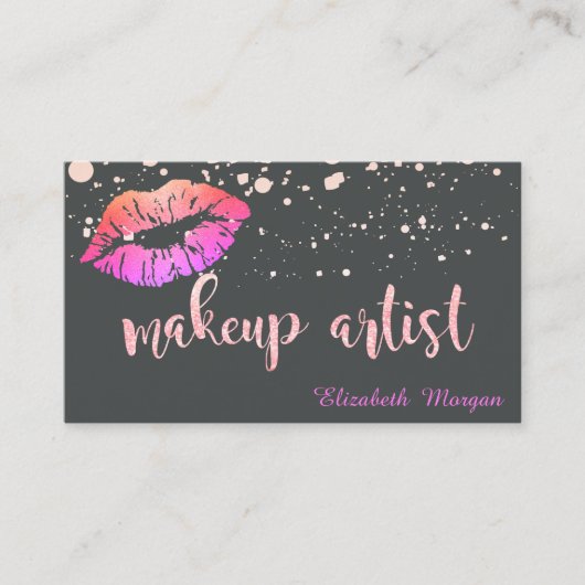 Carte De Visite Maquillage Artiste Moderne Glittery Lips Points (Devant)