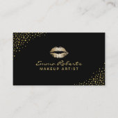 Carte De Visite Maquillage Artiste Moderne Lips Or Chic Confetti D (Devant)