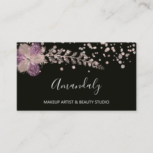 Carte De Visite Maquillage Artiste Nails Beauté SPA Rose Floral (Devant)