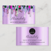 Carte De Visite Maquillage Artiste Nails Parties scintillant 3D Pa (Devant / Derrière)