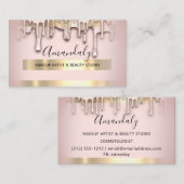 Carte De Visite Maquillage Artiste Nails Wax Beauté Blush Rose or (Devant / Derrière)