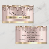Carte De Visite Maquillage Artiste Nails Wax Beauté Or Rose VIP (Devant / Derrière)