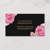 Carte De Visite Maquillage Artiste Noir & Or Grilles Florales Mode (Dos)