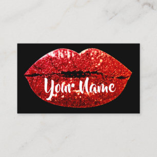 Carte De Visite Maquillage Artiste Noir Rouge Kiss Lips Sugar Part