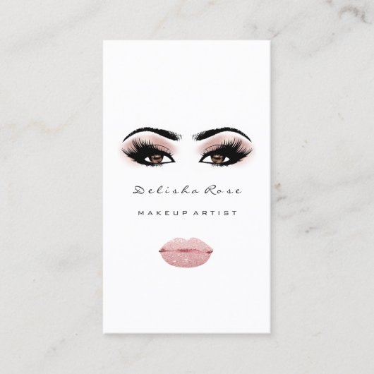 Carte De Visite Maquillage Artiste Oeil Lashes Rose Oebrow Lèvres (Devant)