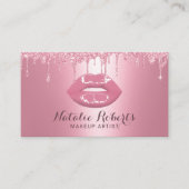 Carte De Visite Maquillage Artiste Parties scintillant rose Drives (Devant)
