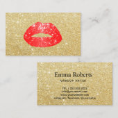 Carte De Visite Maquillage Artiste Parties scintillant Rouge Lips  (Devant / Derrière)