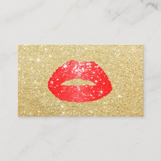Carte De Visite Maquillage Artiste Parties scintillant Rouge Lips  (Devant)