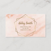 Carte De Visite Maquillage Artiste Peach Marble Géométrique Or Élé (Dos)