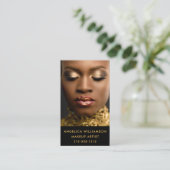 Carte De Visite Maquillage Artiste Photo Or (Debout devant)