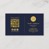 Carte De Visite Maquillage Artiste QR Code Et Logo Marine & Gold (Dos)