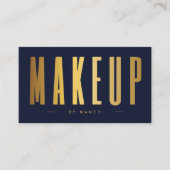 Carte De Visite Maquillage Artiste QR Code Et Logo Marine & Gold (Devant)