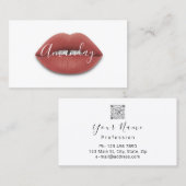 Carte De Visite Maquillage Artiste Rose Blanche Lips Logo Code QR (Devant / Derrière)