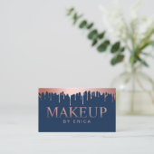 Carte De Visite Maquillage Artiste Rose Gold Drives Moderne Marine (Debout devant)