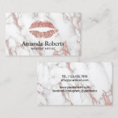 Carte De Visite Maquillage Artiste Rose Gold Lips Charme Marbre mo (Devant / Derrière)