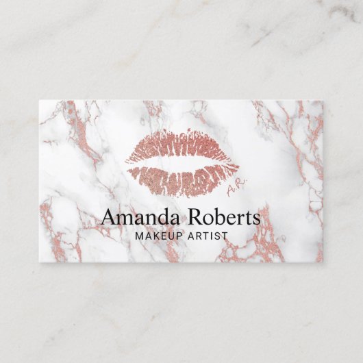 Carte De Visite Maquillage Artiste Rose Gold Lips Charme Marbre mo (Devant)