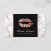 Carte De Visite Maquillage Artiste Rose Gold Lips Marbre tendance (Devant)