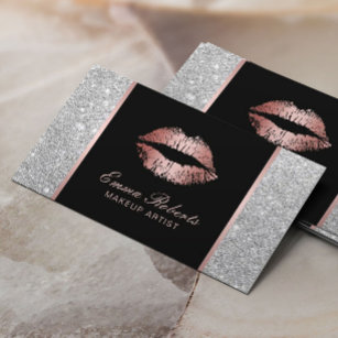 Carte De Visite Maquillage Artiste Rose Gold Lips Parties scintill