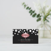 Carte De Visite Maquillage Artiste Rose Gold Lips Pois (Debout devant)