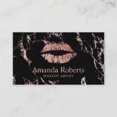 Carte De Visite Maquillage Artiste Rose Gold Lips Salon de Marbre  (Devant)