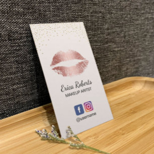 Carte De Visite Maquillage Artiste Rose Gold Lips Salon Social Med