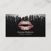 Carte De Visite Maquillage Artiste Rose Gold Lips Tendance Silver  (Devant)