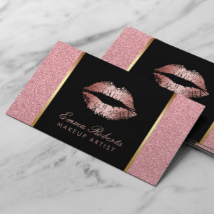 Carte De Visite Maquillage Artiste Rose Gold Parties scintillant L