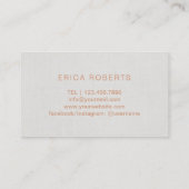 Carte De Visite Maquillage Artiste Rose Gold Script Élégant lin (Dos)