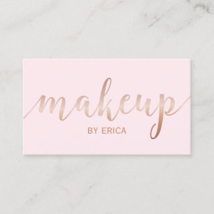 Carte De Visite Maquillage Artiste Rose Gold Script Girl Blush Pin