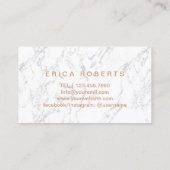 Carte De Visite Maquillage Artiste Rose Gold Script Marbre élégant (Dos)