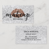 Carte De Visite Maquillage Artiste Rose Lips or Séquences d'argent (Devant / Derrière)
